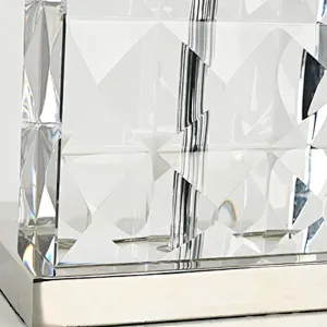 Luxury bright pyramid block crystal glass table lamp